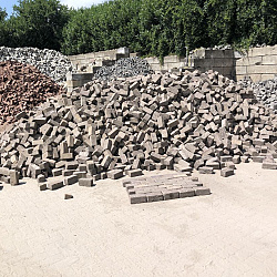 SBV08L, Oude Gebakken Klinkers, Keiformaat, Donker Bont