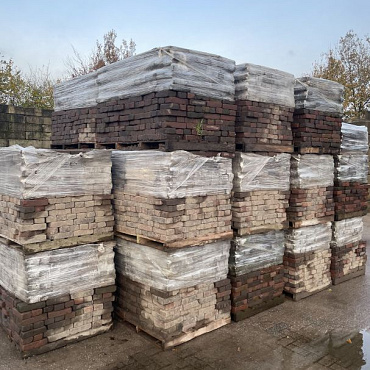 P020, Oude Gebakken Klinkers, Waalformaat, Rood-Bruin-Paars