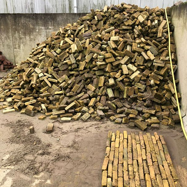 V35, Oude Gebakken Klinkers, Waalformaat, Geel-Brons
